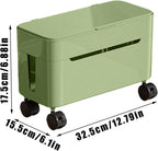 Cable Box Organizer | Wire Storage Container with Wheels | Tabletop Charger Cord Storage | for Home Office Dormitory Gaming Setup TV Stand Computer Desk Tech Enthusiasts Renters Content Creators