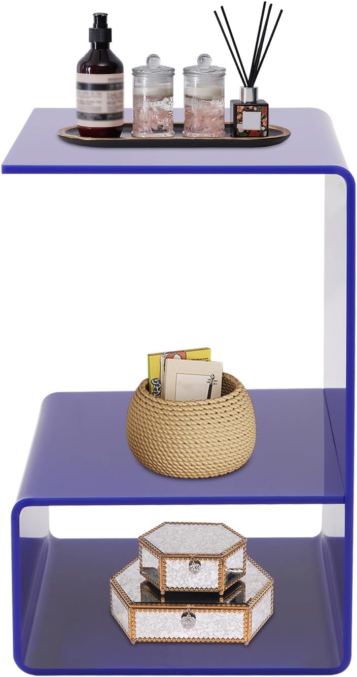 3-Tier Acrylic End Table, Sofa Side Couch Table Coffee Table, Small Space Org...