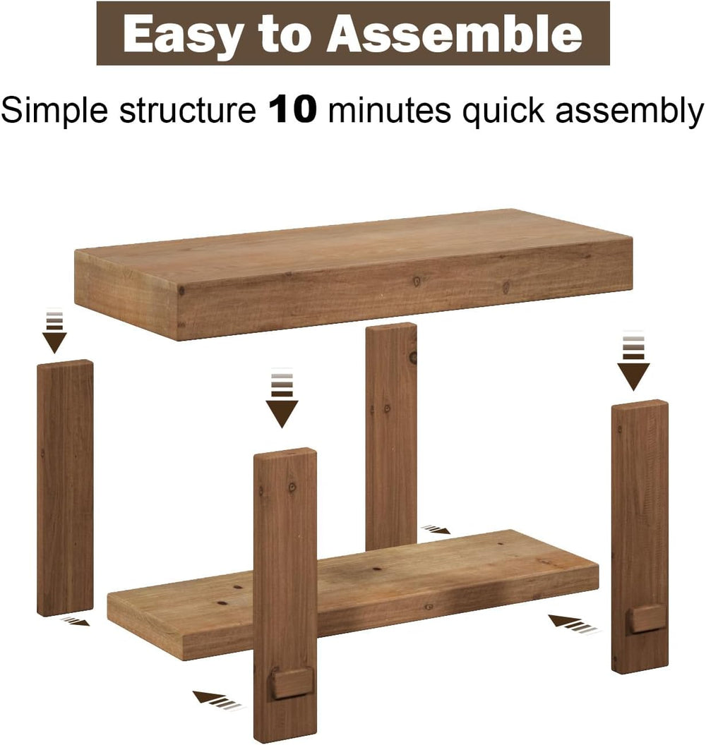 31.5" Solid Wood Bench, Small Farmhouse Narrow Storage Bench, Natural | ...