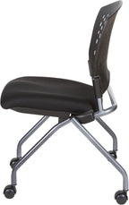 Office Star Deluxe Ventilated Plastic Wrap Around Back Folding Nesting Chair 2 Pack, Coal FreeFlex Fabric