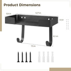 Wall Mounted Ironing Board Holder, Metal Iron and Ironing Board Hanger, Space-Saving Storage Organizer with Double Hook, Laundry Room Accessories, Easy Installation