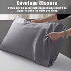 TELUS Dark Grey Pillow Cases King Size 2 Pack, Bamboo Rayon Cooling Pillowcases with Envelope Closure, Cool Breathable Pillow Cover for Hot Sleepers & Night Sweats, 20x40 inch