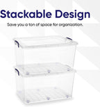 Superio Storage Bins with Lids- Clear Boxes for Organizing, Stackable Plastic Containers- BPA Free, Non-Toxic, Odor Free, Organizer for Home, Office, Dorm (6 Pack, 85 Qt (Wheeled))