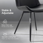 Brage Living Dining Chairs Set of 2, PU Leather Modern Armless Kitchen Dining Room Chairs, Upholstered Accent Side Chairs with Metal Legs (Black)