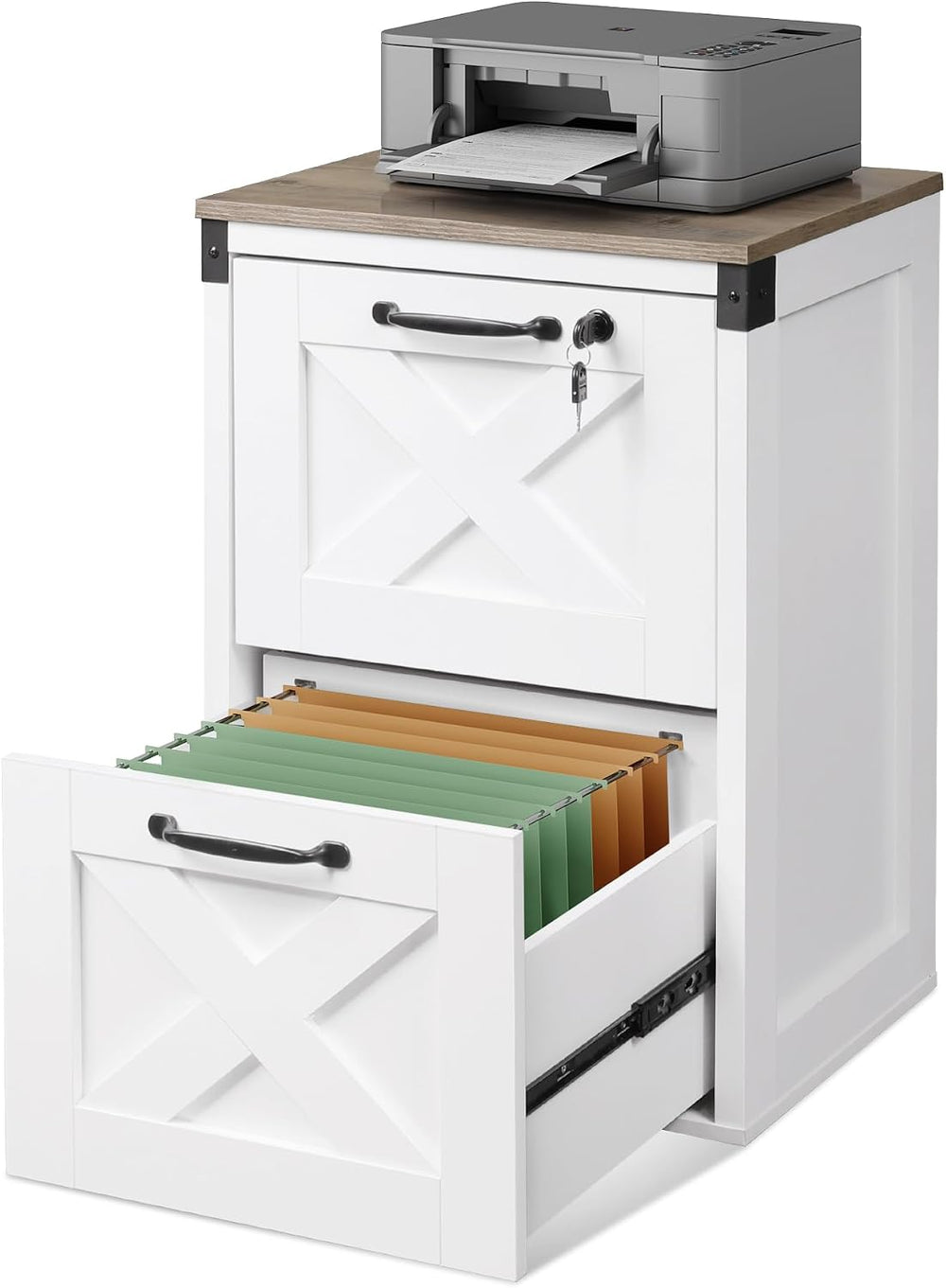 DEVAISE 2-Drawer File Cabinet with Lock, Wood Office Filing Cabinets, White |...