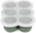 WeeSprout Silicone Baby Food Freezer Tray with Clip-on Lid - Perfect Storage Container for Homemade Baby Food, Vegetable & Fruit Purees, and Breast Milk (Matte Green, Six 3 Ounce Sections)