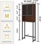 Launica Over The Toilet Storage Cabinet, Bathroom Organizer Over Toilet, Wood Metal Industrial Bathrooms Space Saver Shelf, Freestanding Bathrooms Cabinet Above Toilet wtih Rack, Walnut