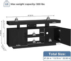 HOMMPA Modern LED TV Stand for 55/50/43/40/32 inch TV with Power Outlets, Gaming TV Consoles with Storage Entertainment Center with LED Lights Game Cabinet for Living Room Black