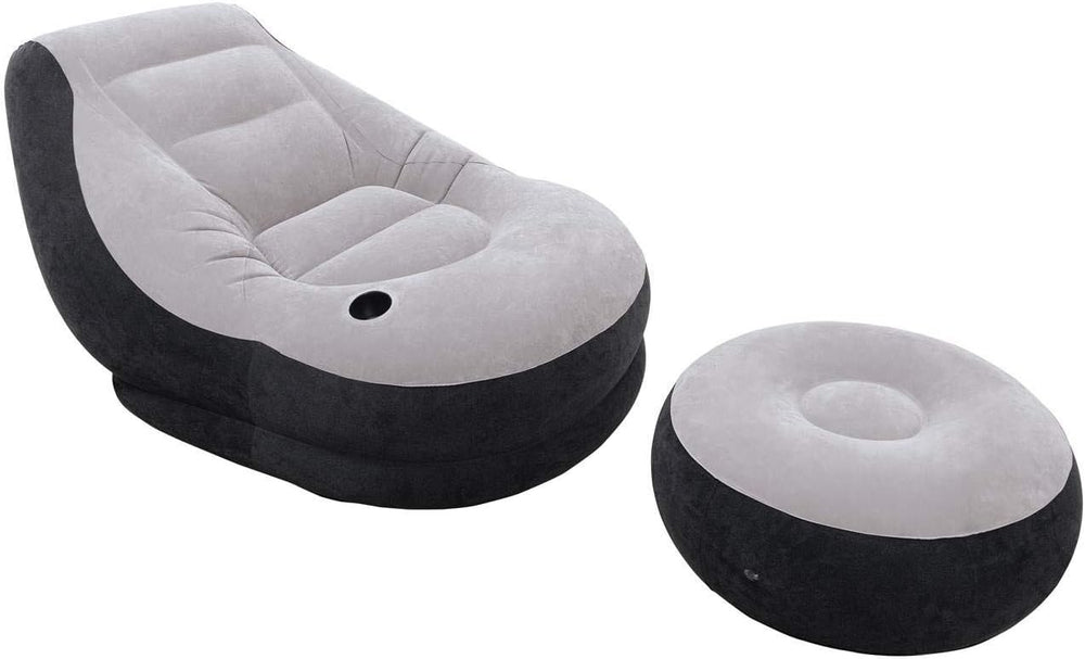 Intex Inflatable Corner Living Room Neutral Sectional Sofa & Lounge Chair...