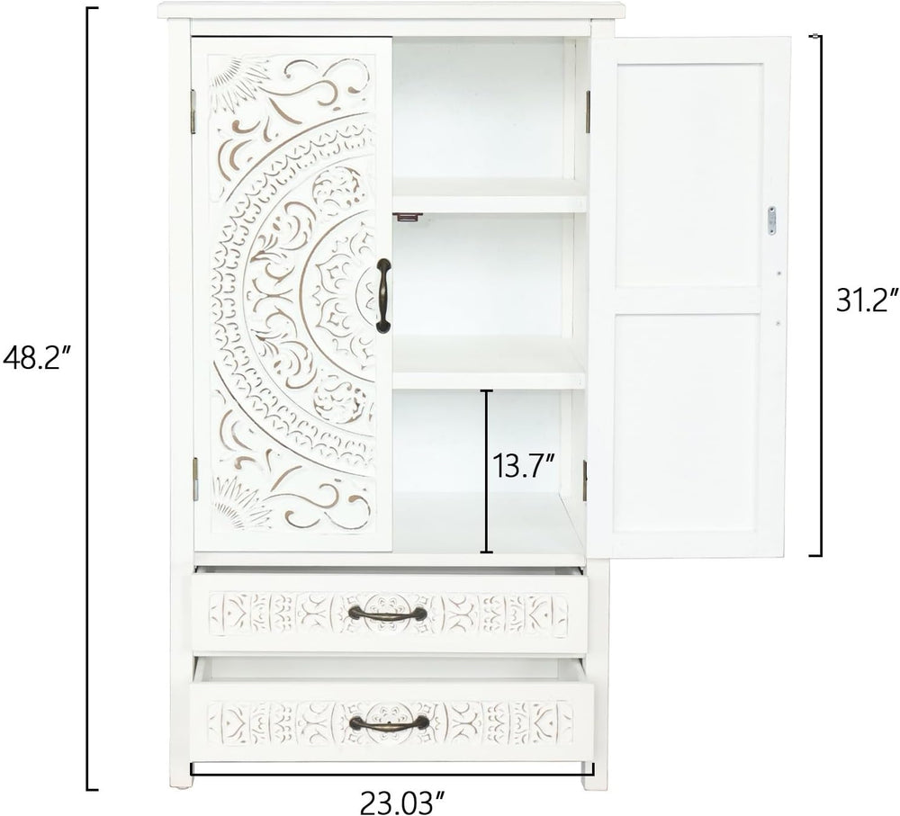 Modern White Storage Cabinet, Rustic Sideboard Pantry Cabinet, for Home Decor...