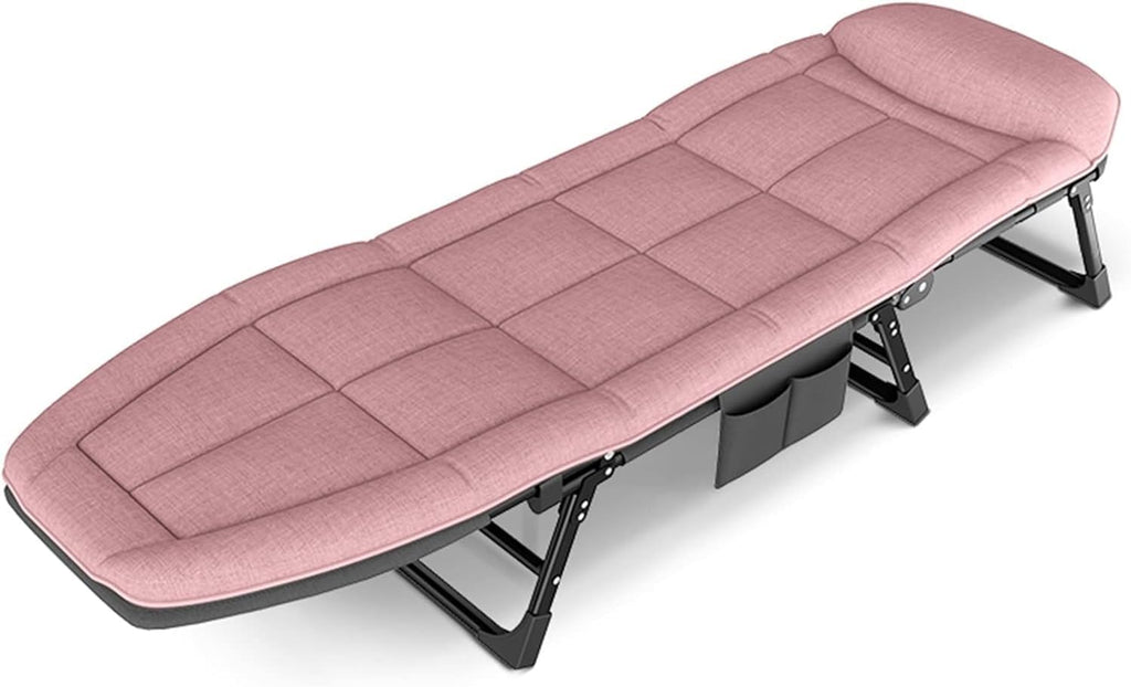 Folding Sun Lounger, 5-Position Adjustable Sunbed Padded Lounge Chair for Garden, Beach, Heavy Duty Reclining(Pink)