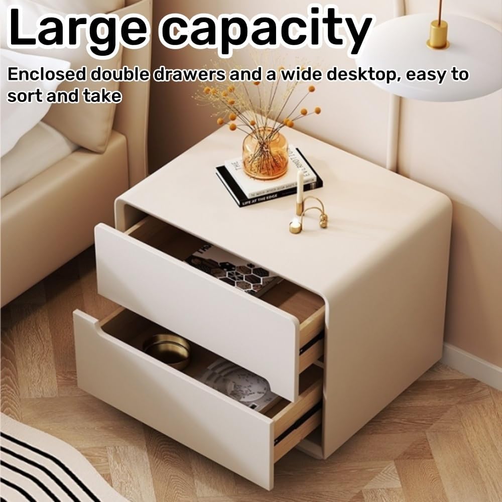 Modern Nightstand, Solid Wood Bedside Table, Simple Night Stand with 2 Drawer...