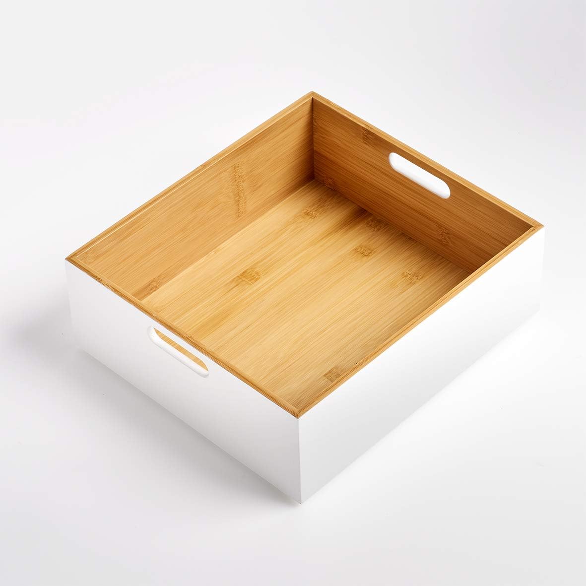 Zeller White Bamboo Storage Box, White, ca. 30 x 27 x 10,5 cm