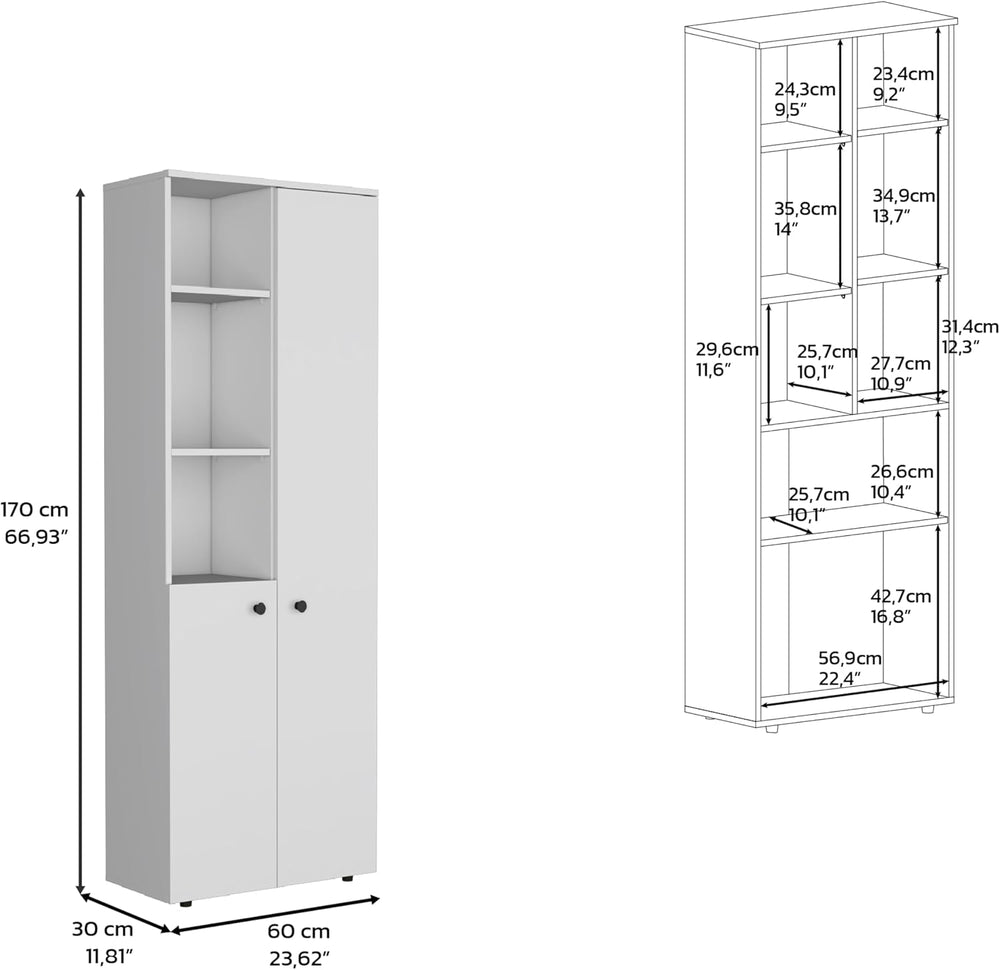Riner 67" Tall Slim Pantry Organizer with 8 Shelves, 2 Doors & Moder...