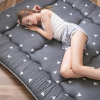 MAXYOYO Japanese Floor Mattress Futon Mattress, 4" Thicken Tatami Mat Sleeping Pad Foldable Roll Up Mat Boys Girls Dormitory Pad Kids Floor Lounger Pillow Bed, Charcoal Grey, Queen Size
