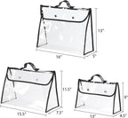 Univivi 6 Pack Dust Bags For Purses and Handbags,Clear Dust Covers Bag Organizer Closet Organizer System,Bedroom Handbag Organizer, With Magnet Button & Leather Handle (3 Size)