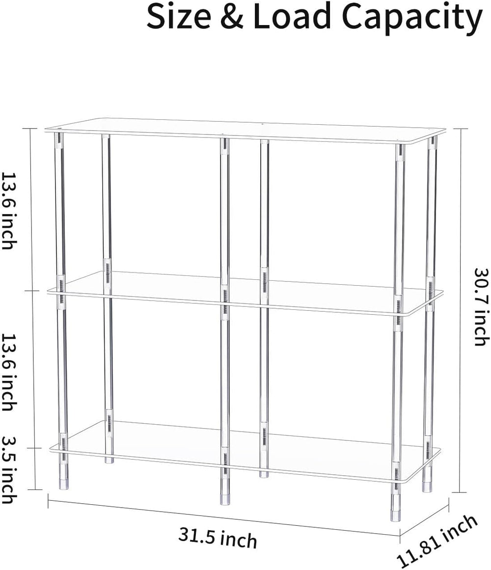 Clear Acrylic Record Player Stand with Vinyl Storage, 31.5" L x 11.8&quo...
