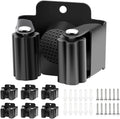 Verdenu 6 Pack Broom Holder, Stainless Steel Command Broom Holder with Screws, Garden Tool Rack for Kitchen, Home, Bathroom, Garage Storage, Black