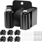 Verdenu 6 Pack Broom Holder, Stainless Steel Command Broom Holder with Screws, Garden Tool Rack for Kitchen, Home, Bathroom, Garage Storage, Black