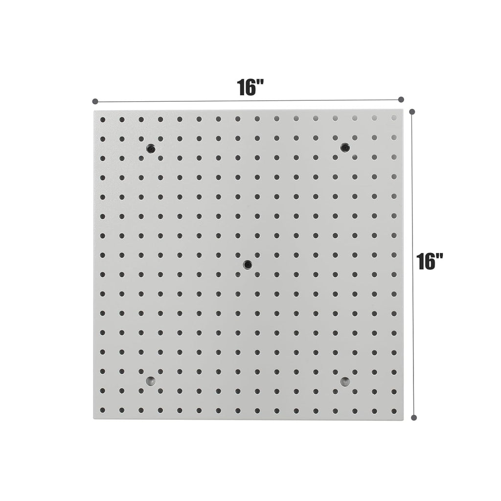 Pegboard Smith 16x16 inch Wall Organizer Pegboard Panels, Gray Metal Pegboard for Tool Storage, Workbench Tools Organization Peg Board (2 PCS, Grey)