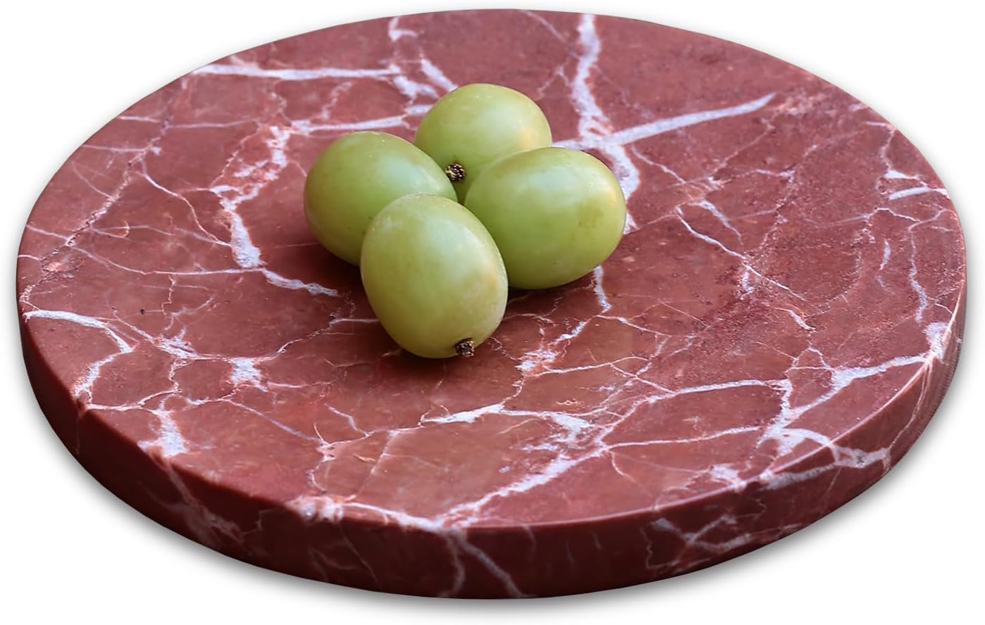 8 Inch Natural Marble Jewelry Ring Dish Tray for Women Home Decor | Real French Red Marble, multi-purpose tray for jewelry, keys, candies & nuts, lovely nightstand decorative gift for ladies