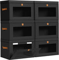DIMJ Storage Bins with Lids - 6 Pack Large Fabric Closet Organizer with Window & Handles, Collapsible Decorative Storage Boxes for Shelves Under Bed, Books Clothes Blankets Sweaters Organization