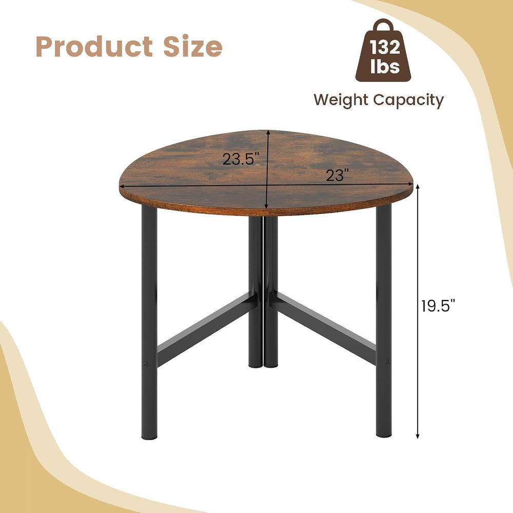 Giantex Triangle End Table, Wood Side Table with Metal Legs, Sofa Couch Accen...