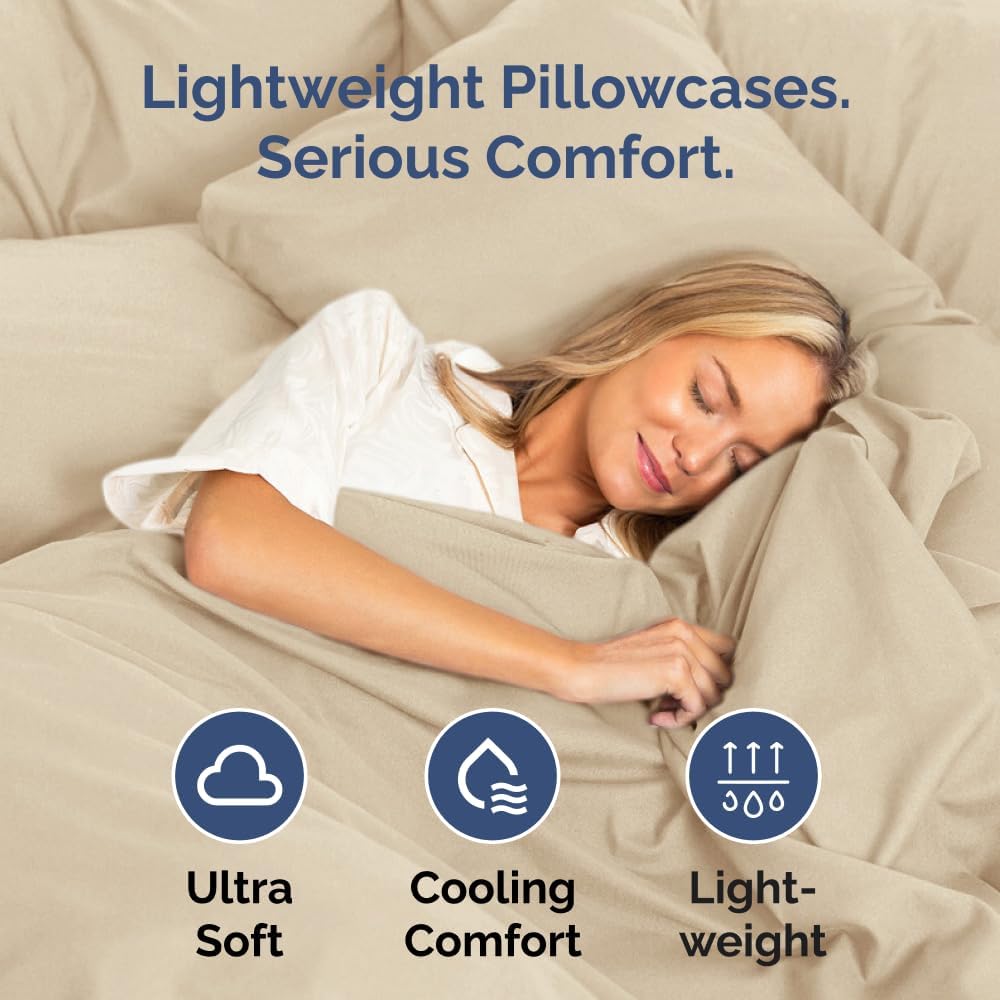 Queen Pillow Cases - 4 Pack - Super Soft Pillowcase Covers - Envelope Enclosure - Hotel Quality Pillow Protectors - Wrinkle Free, Fade, Shrink & Stain Resistant - Machine Washable - 20" x 30" (Cream)