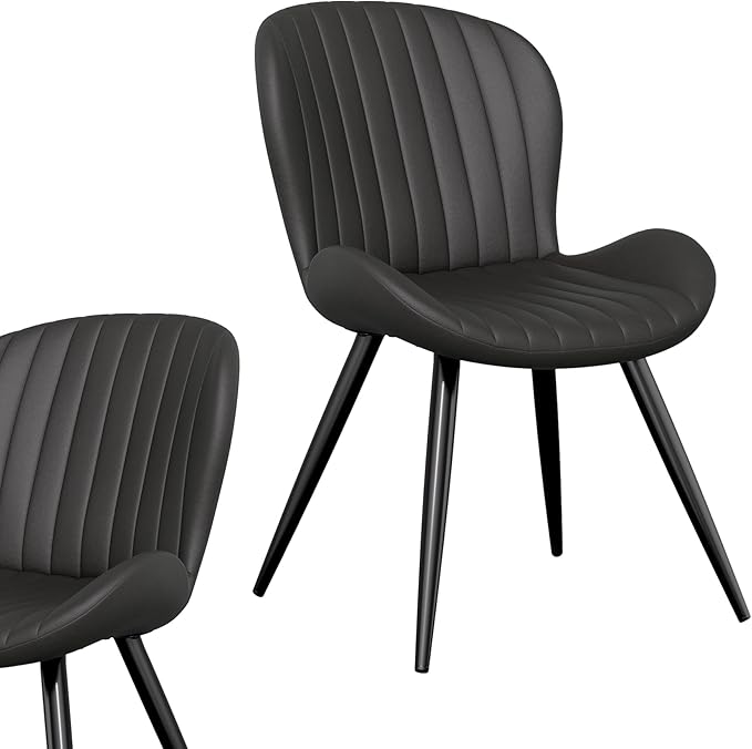 Nalupatio Dining Chairs Set of 6, Modern Dining Room Chairs Comfy Backrest Thick Upholstered Kitchen Chairs 19IN Height with Metal Legs Black