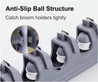 16 Inch Broom Holder Wall Mount with 6 Hooks, ABS Plastic Mop and Tool Organizer Rack for Garage Kitchen Laundry Room