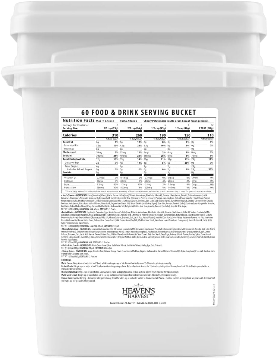 Heaven’s Harvest 25-Year Family Food Kit — Emergency Food Supply. Freeze Drie...