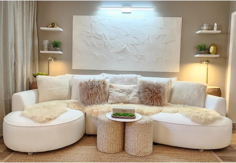 WILLIAMSPACE 124.8" Boucle Curved Sofa Couch, Modern Upholstery Cloud So...