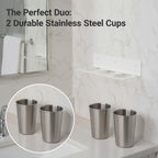 Hair Tool Organizer Wall Mount, Stainless Steel Hair Tool Holder with 2 Heat-Resistant Cups, Curling Iron Holder for Vanity, Hot Tools Organizer with PVC Ring,Hair Dryer Holder for Bathroom