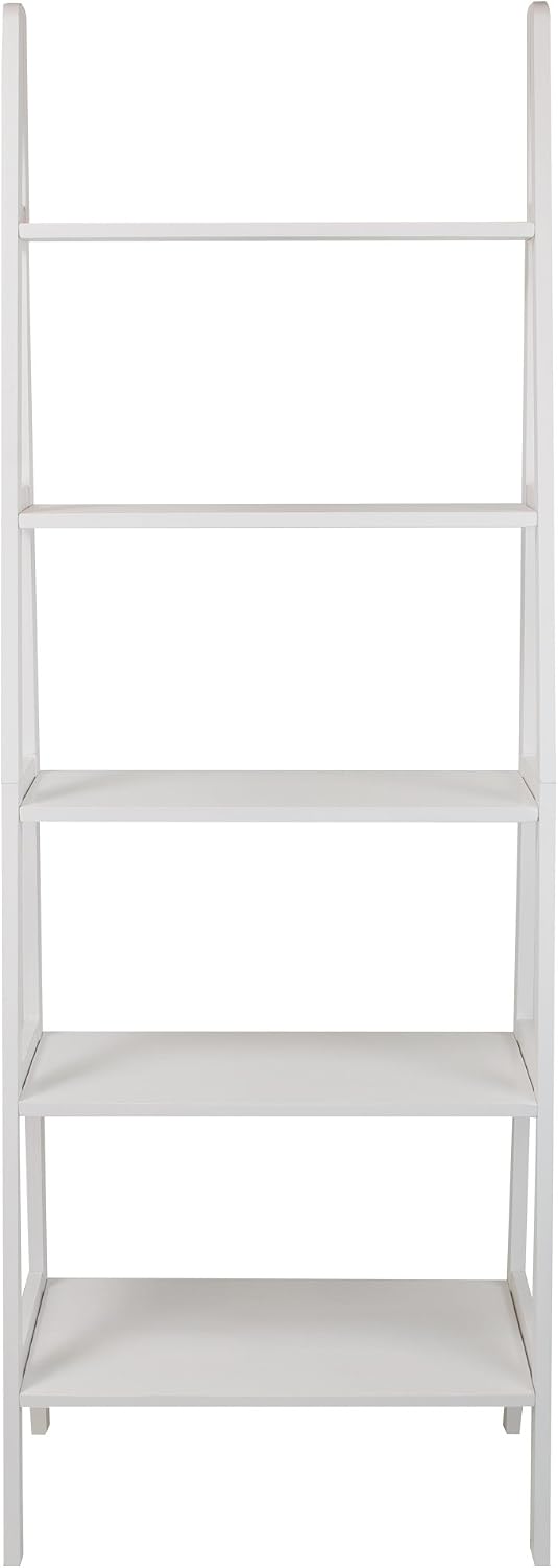 Casual Home 100% Solid Wood 5-Shelf Ladder Bookcase, Standard, 72"H, White