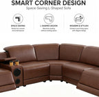 Power Reclining Sectional Sofa with Speakers, L-Shaped Air Leather Recliner Sectional Couch with USB Ports, Cup Holders & Storage Console, Luxury Living Room Furniture Set for Home, Office & Apartment