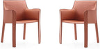 Manhattan Comfort Vogue Modern Faux Leather Dining Chairs, Metal Frame, Comfortable Padded Seat, Fully Assembled Armchair Accent Furniture, Set of 1, Clay