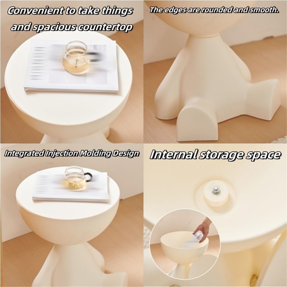 Cute Side Table, Round Sofa End Table with Hidden Storage, Versatile Nightsta...