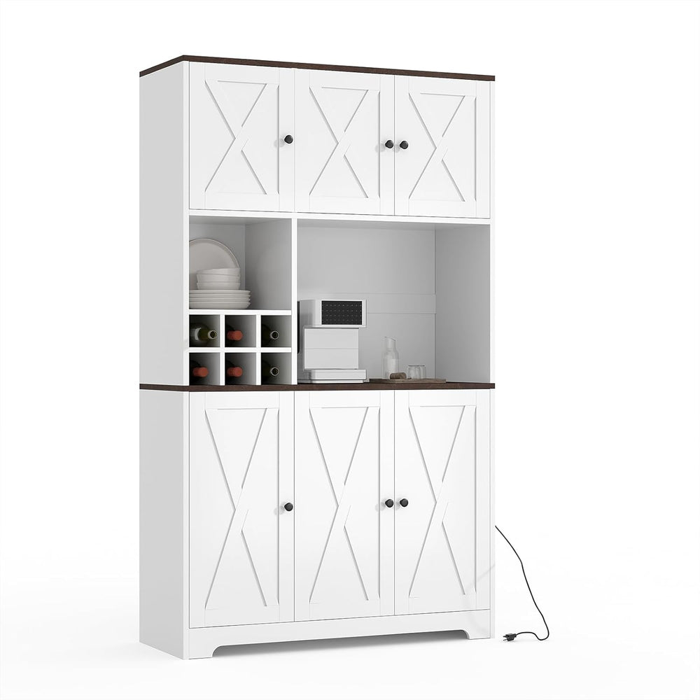 GarveeHome 71 Inch Tall White Kitchen Pantry Cabinet, Modern Farmhouse Kitche...