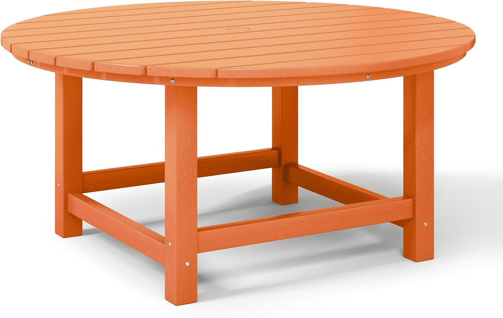 WestinTrends Malibu Low Outdoor HDPE Round Patio Coffee Table, Orange