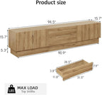 94.5" Wide Modern TV Stands for Living Room, Entertainment Center with Storage Cabinets and Drawers,Wooden TV Console with Groove Handle,Media Console for Bedroom,Dining Room,Natural