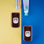 2 Slot Toothbrush Holder and Toothpaste Dispenser Wall Mounted, Automatic Toothpaste Squeezer, 2 in 1 Tooth Brush Toothpaste Organizer for Shower (Red)