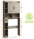 Farmhouse Storage Cabinet Over Toilet with 2 Barn Doors & Toilet Paper Holder Stand, Space-Saving Bathroom Rack