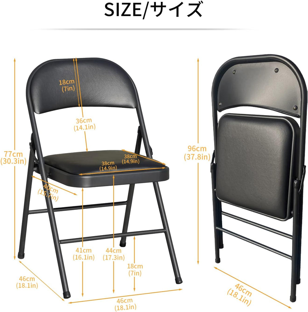 BOOSDEN Folding Card Table and Chairs Set for Indoor Outdoor, 2 Pack, Black |...