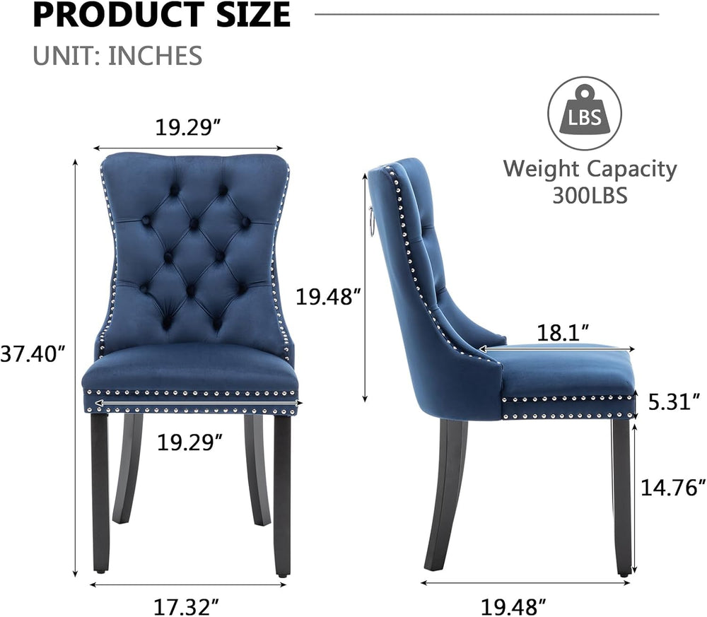 Hixkol Velvet Dining Chairs Set of 4,Upholstered Dining Chairs with Ring Pull...