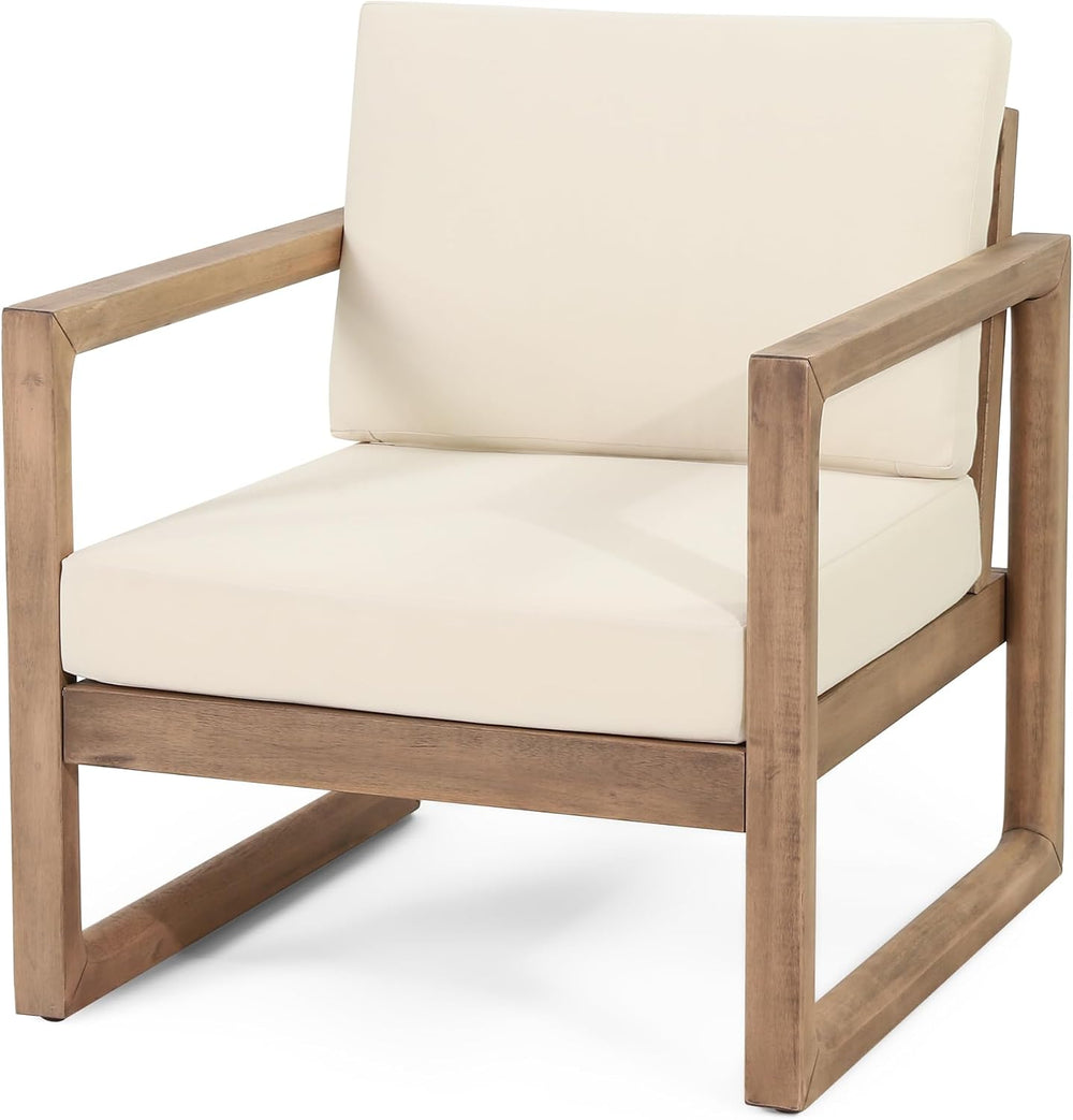Acacia Wood Patio Club Chair Set of 2 with Water-Resistant Cushions, Outdoor ...