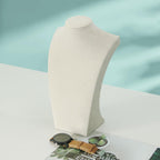 Coward Necklace Bust Stand for Selling Show, Beige Velvet Necklace Jewelry Display Holder for Home Use or Store Shop Show (11" Hight)