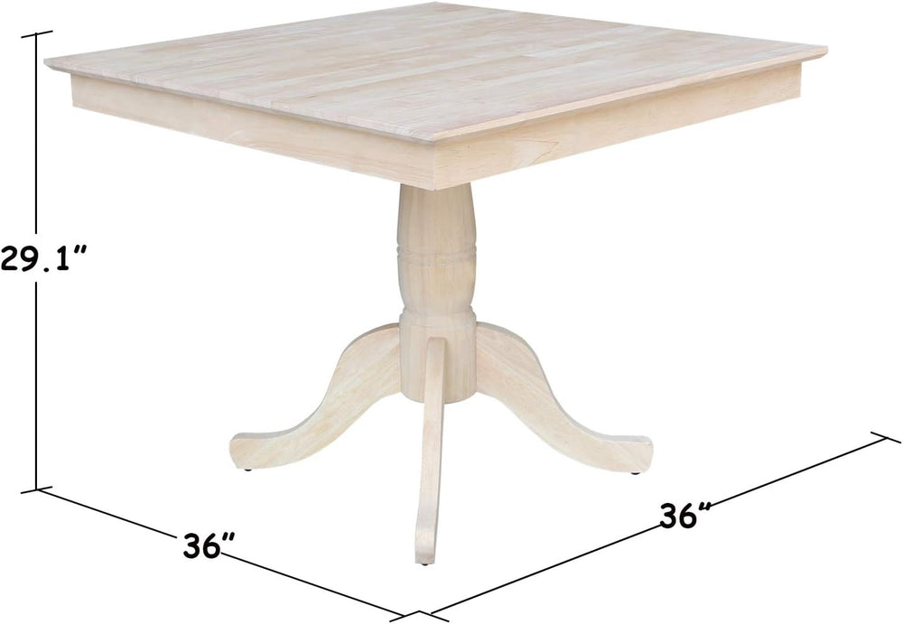International Concepts 36" x 36" Natural Solid Wood Square Top Pede...
