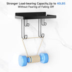 Ironing Board Holder Wall Mounted, Black Iron Holder for Laundry Room, Metal Iron Board Wall Hanger with Storage Shelf, Ironing Board Hooks for Laundry Room Livingroom Bathroom (Y or T Leg)