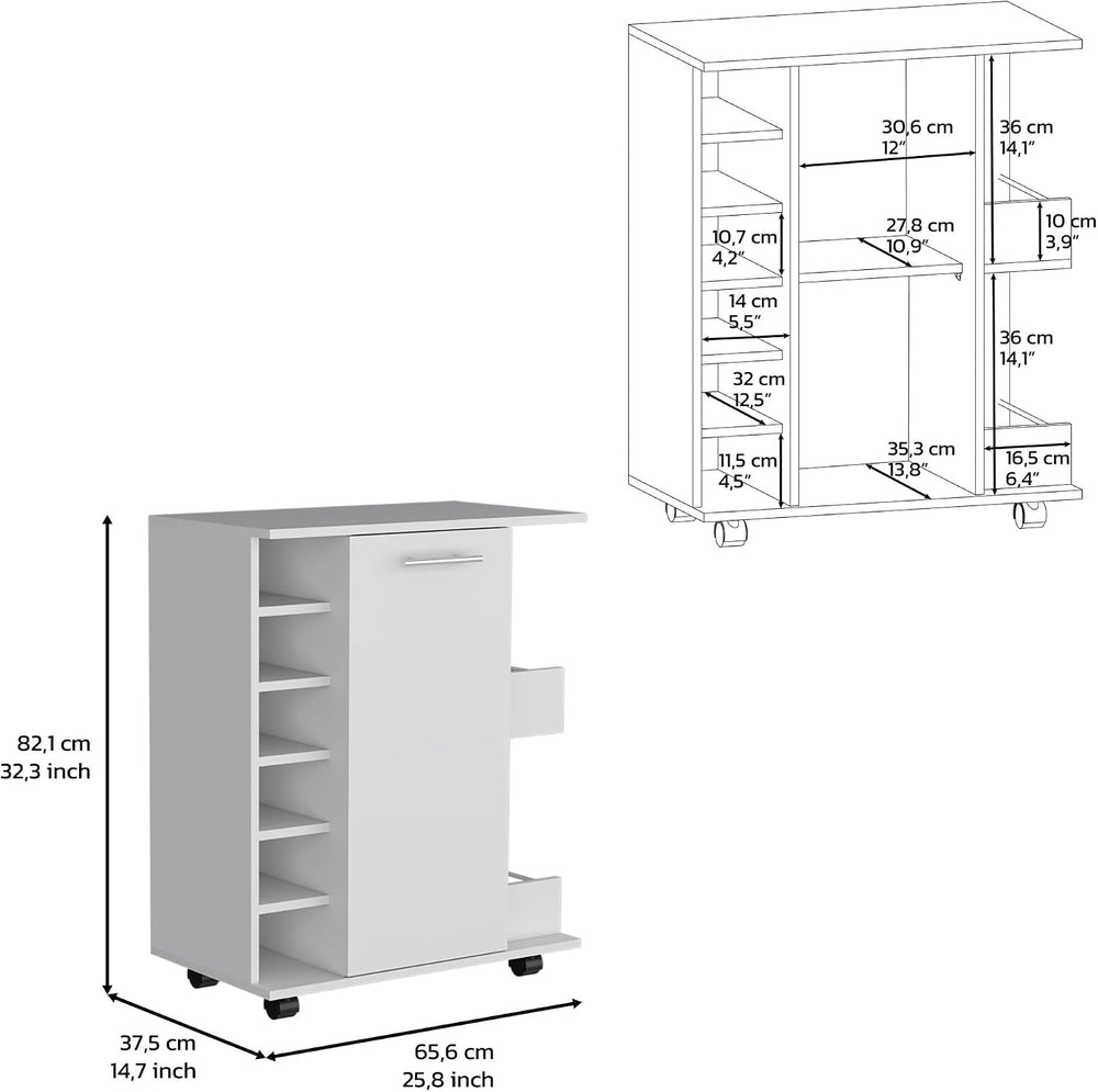 Kitchen Island with Storage and Cabinet, White/Macadamia Finish | Includes pu...
