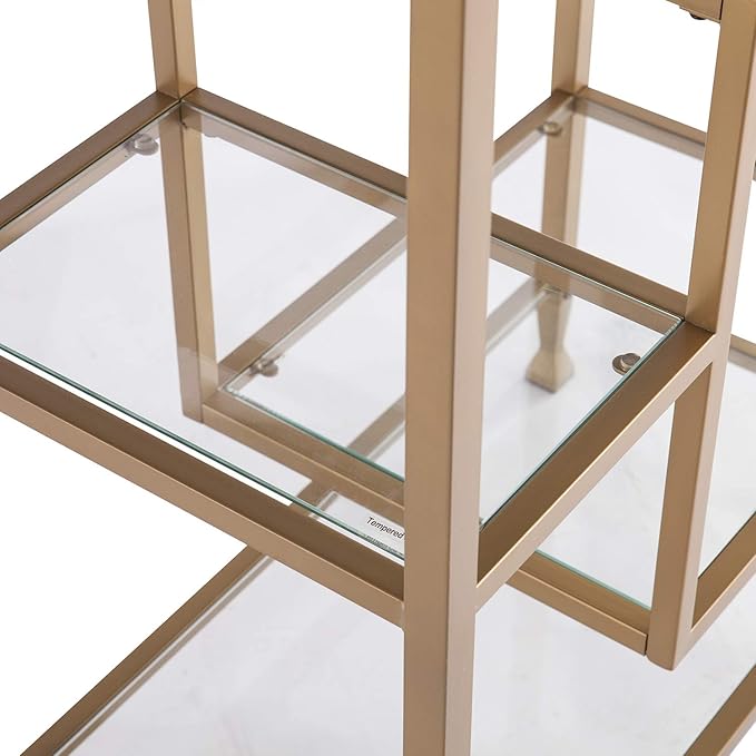 SEI Furniture Jaymes Metal/Glass Asymmetrical Étagère/Bookcase, Gold